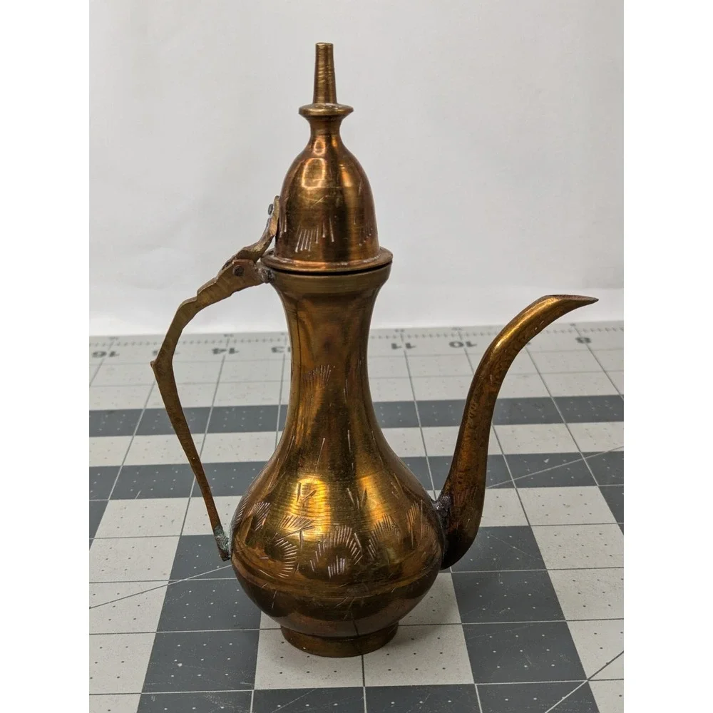 Brass Tea Pot Etched 5.75 Inch